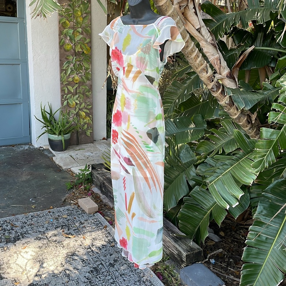 Antonio Melani, sheer floral asymmetric tea dress - Picture 3 of 11